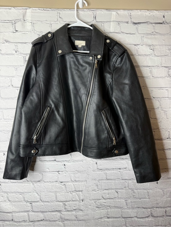 LOFT Jackets & Blazers - LOFT Black pebbled Leather Asymmetrical Moto Jacket size Xl